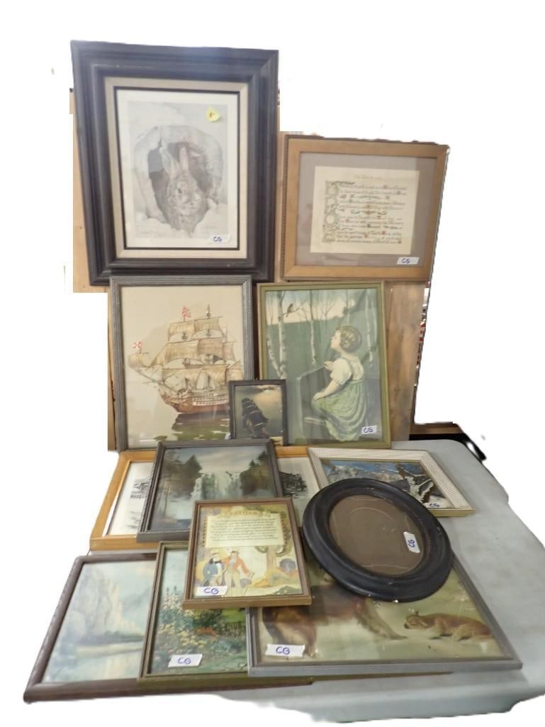 Lot of Vintage Framed Art and Pictures, etc.: Lot of Vintage Framed Art and Pictures, etc. All pictures are considered part of the description and should be examined carefully by bidders. Live Auctioneers is now offering Live Shipping through the