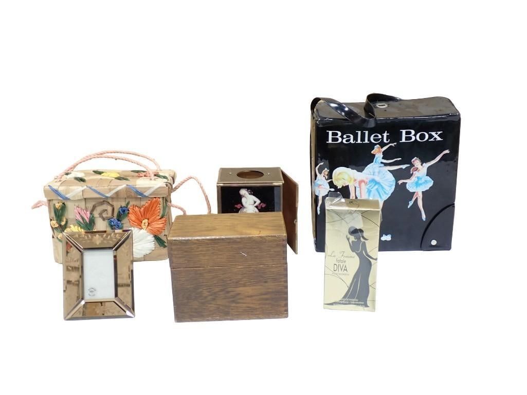 Misc Lot including 1960's Mattel Ballet Box Doll Box, Other Decor Boxes, Frame, etc. (1 of 7)