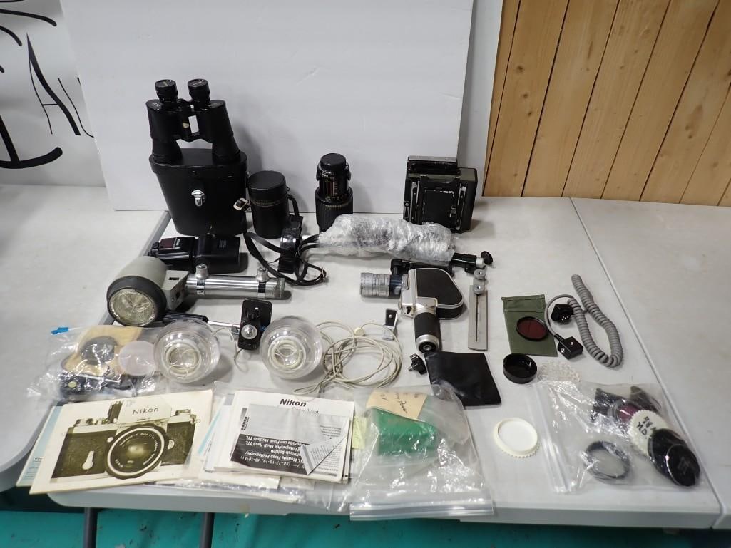 Camera / Binoculars Lot including Super 8, Nikon, Accessories, Lens, Graflex, etc (1 of 15)