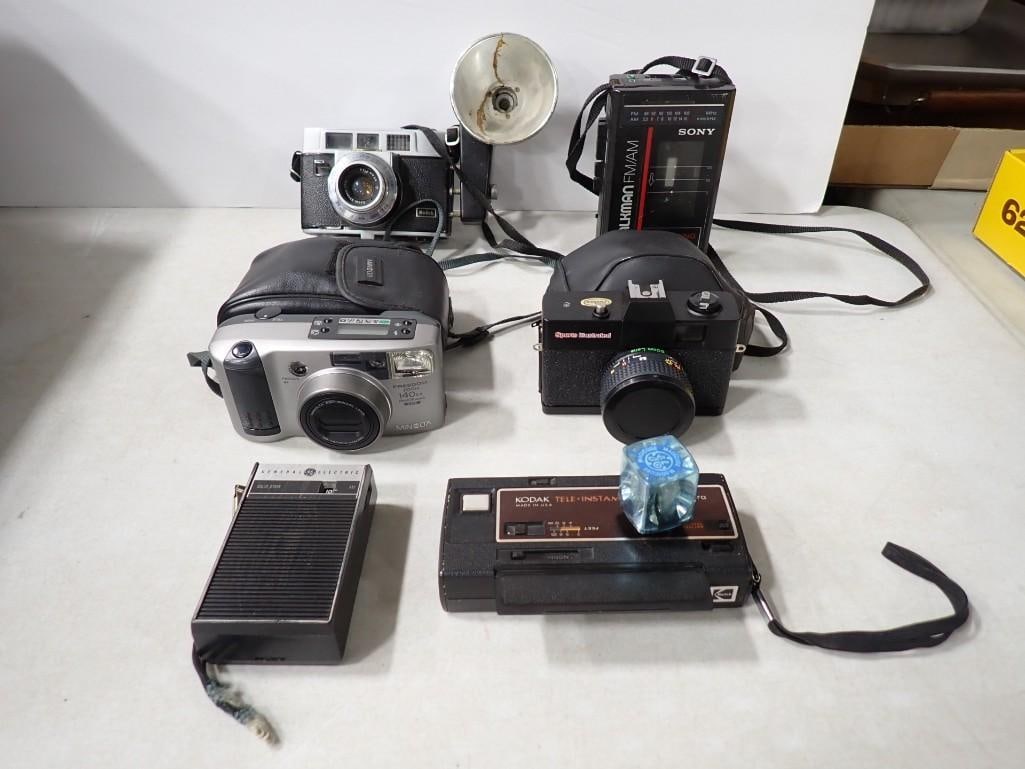 Vintage Electronics including Sony Walkman, Cameras including Kodak, Minolta, GE Transistor Radio, (1 of 10)