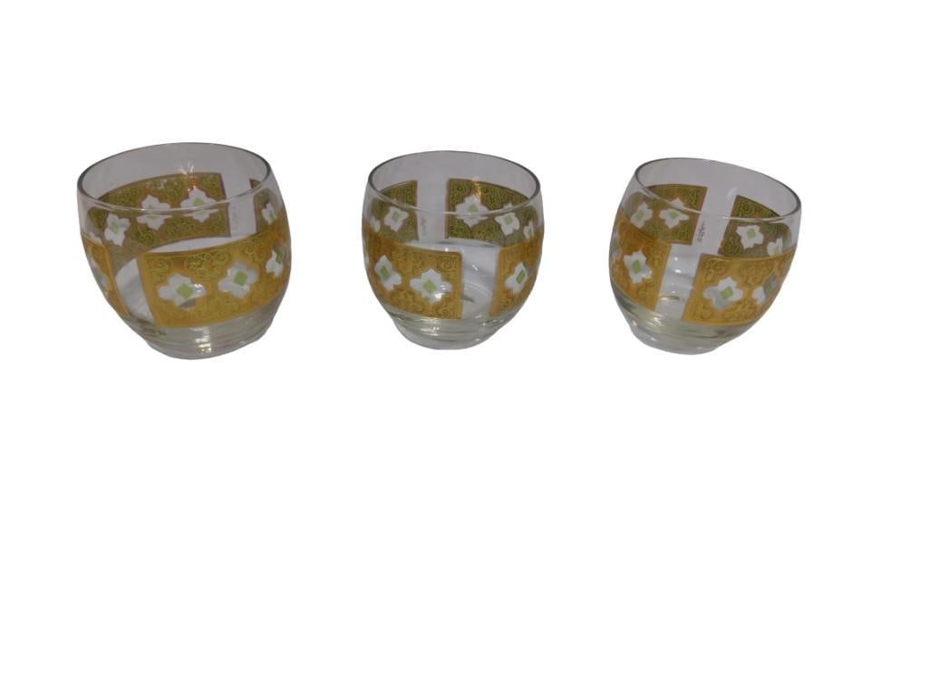 3 Culver Valencia Roly Poly cocktail glasses with Gold Gilt (1 of 7)
