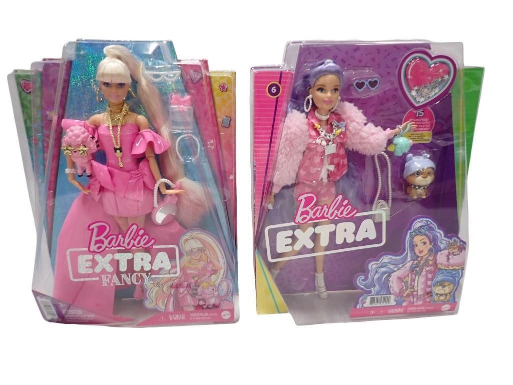 2 Barbie Dolls incl Barbie Extra Fancy and Barbie Extra Both New in Package: 2 Barbie Dolls incl Barbie Extra Fancy and Barbie Extra Both New in Package All pictures are considered part of the description and should be examined carefully by bidders. Live Auctioneers is now off