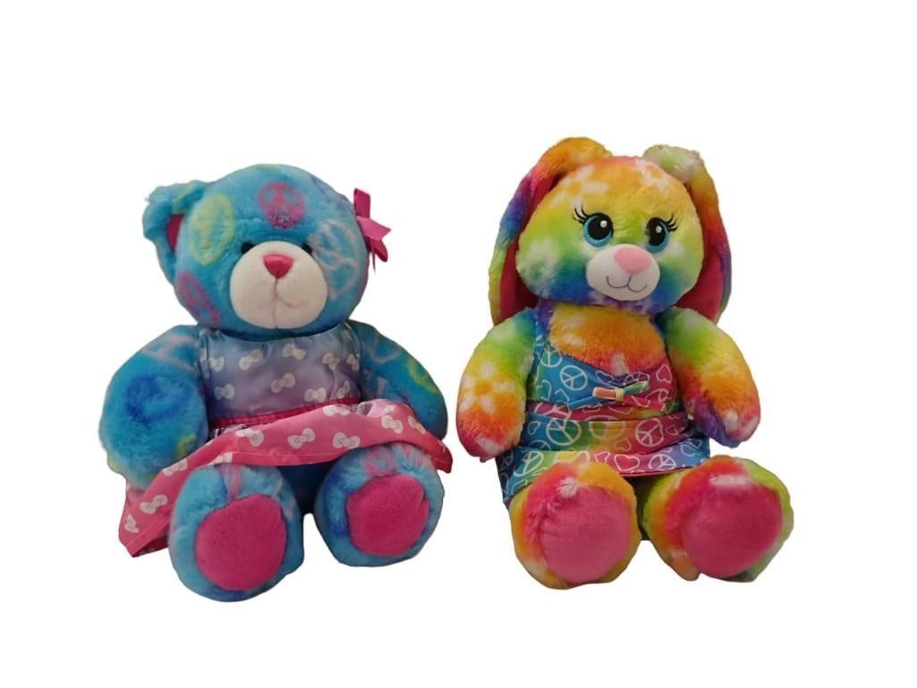 Build-A-Bear Lot - Bright Blooms Rainbow Bunny plush and a Blue Peace Bear: Build-A-Bear Lot - Bright Blooms Rainbow Bunny plush and a Blue Peace Bear All pictures are considered part of the description and should be examined carefully by bidders. Live Auctioneers is now offe