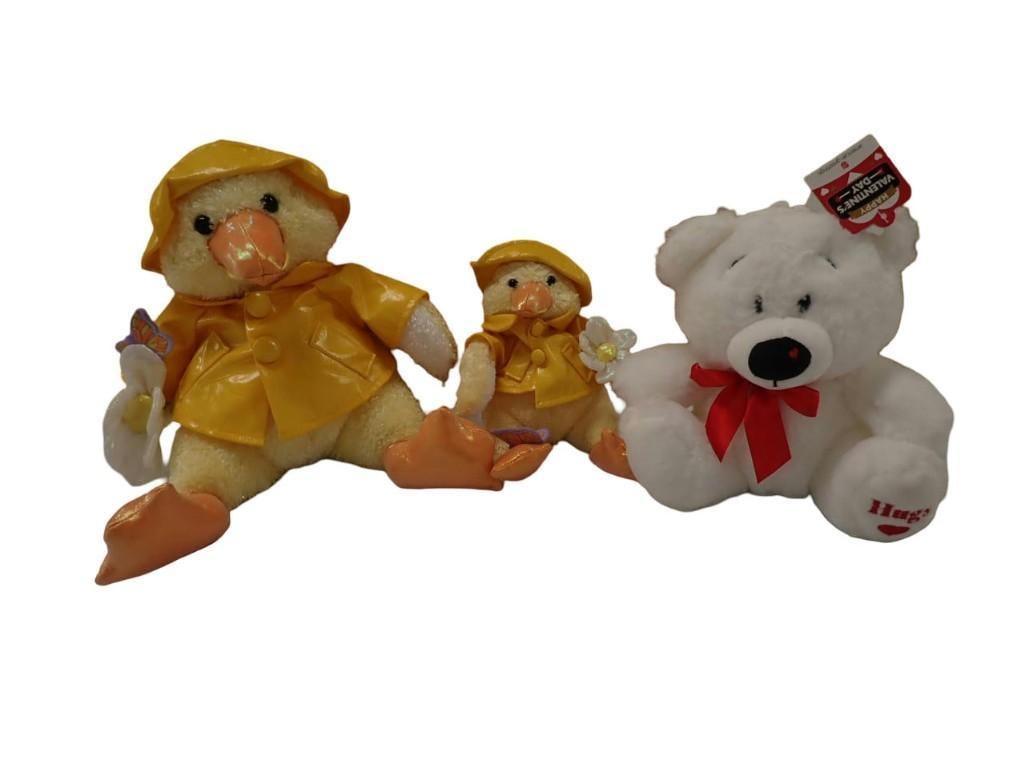 Commonwealth Plush Ducks with Yellow Rain Gear and American Greetings Valentines Day Plush Bear (1 of 7)