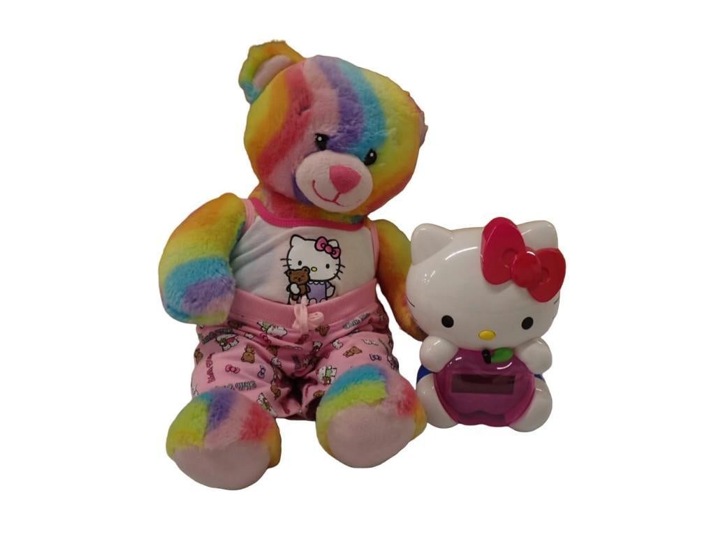 Sanrio Hello Kitty digital alarm clock and Build-A-Bear Rainbow Plush Bear with Hello Kitty Shirt (1 of 8)