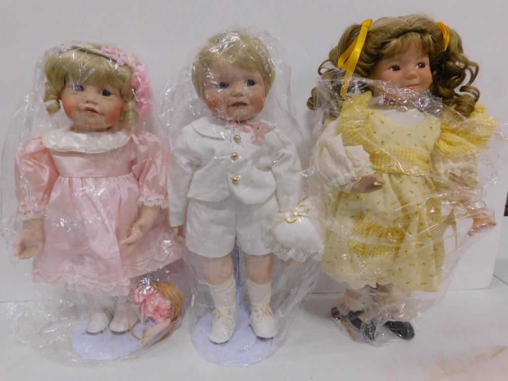 Ashton Drake Porcelain Dolls including Dianna Effner, Yolanda Bello, Christening Baby in Bassinet (1 of 5)