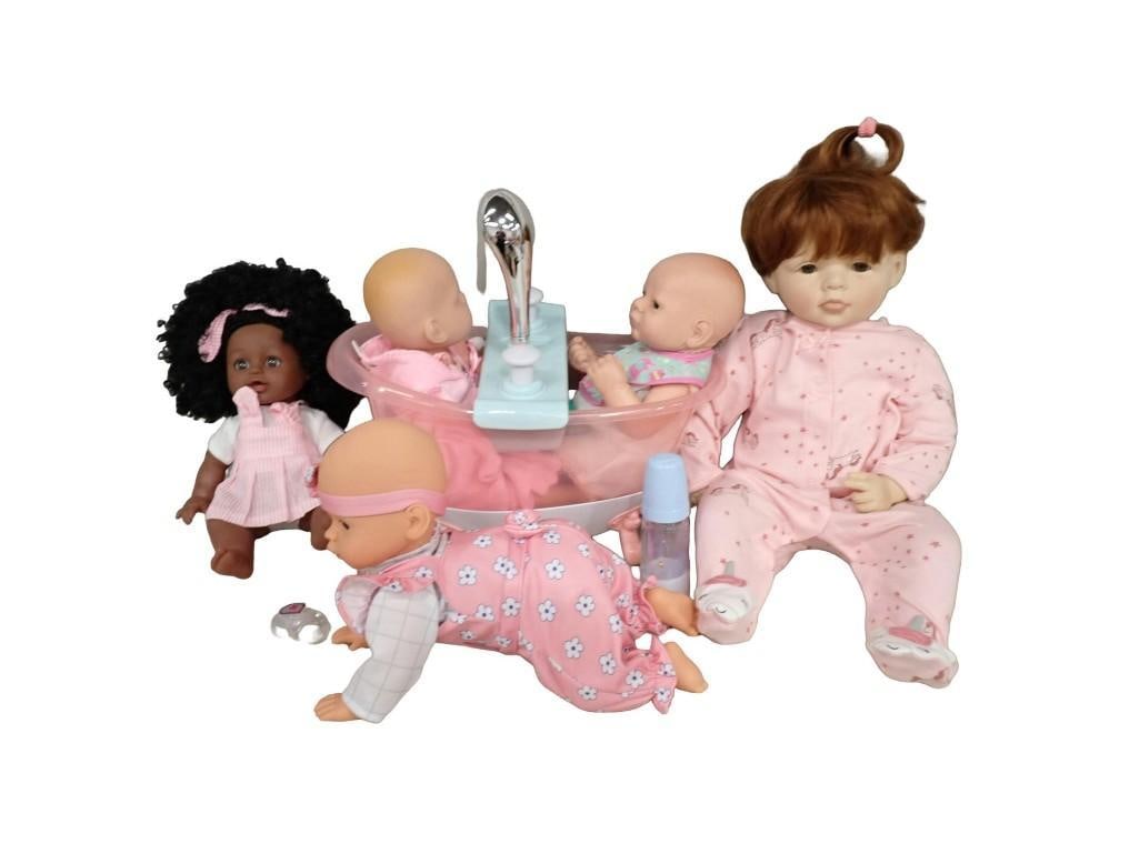 Lot of Various Vinyl Dolls including Baby Born Twins in Bathtub (1 of 5)