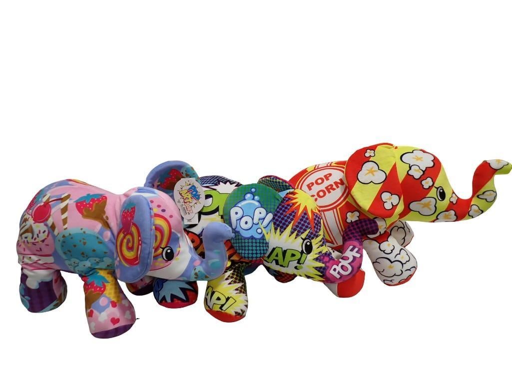 Lot of 3 Cepia Pop Art Soft Elephant Plush toys: Lot of 3 Cepia Pop Art Soft Elephant Plush toys All pictures are considered part of the description and should be examined carefully by bidders. Live Auctioneers is now offering Live Shipping through 