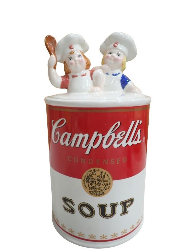 Campbell's Soup Benjamin & Medwin Ceramic Cookie Jar: Campbell's Soup Benjamin & Medwin Ceramic Cookie Jar All pictures are considered part of the description and should be examined carefully by bidders. Live Auctioneers is now offering Live Ship