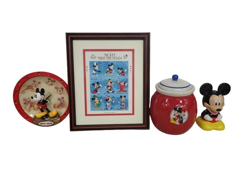 Walt Disney Mickey Mouse Lot including Mickey through the years framed print, Cookie Jar, 3D Plate (1 of 11)