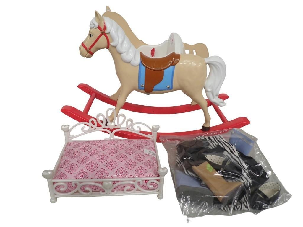 American Girl Lot including BItty Baby Horse Rocker, and American Girl Doll Clothes (1 of 10)