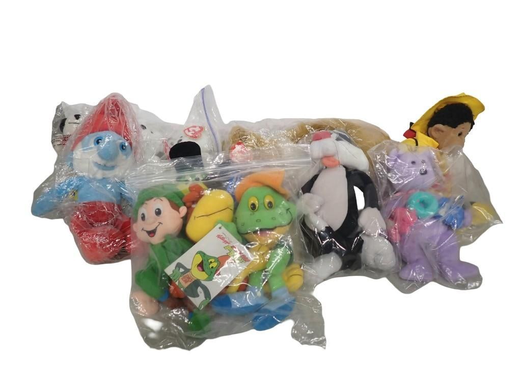 Plush Lot including Ty Beanies, Kellogg's Characters, Smurfs, Michigan J. Frog, etc. (1 of 11)