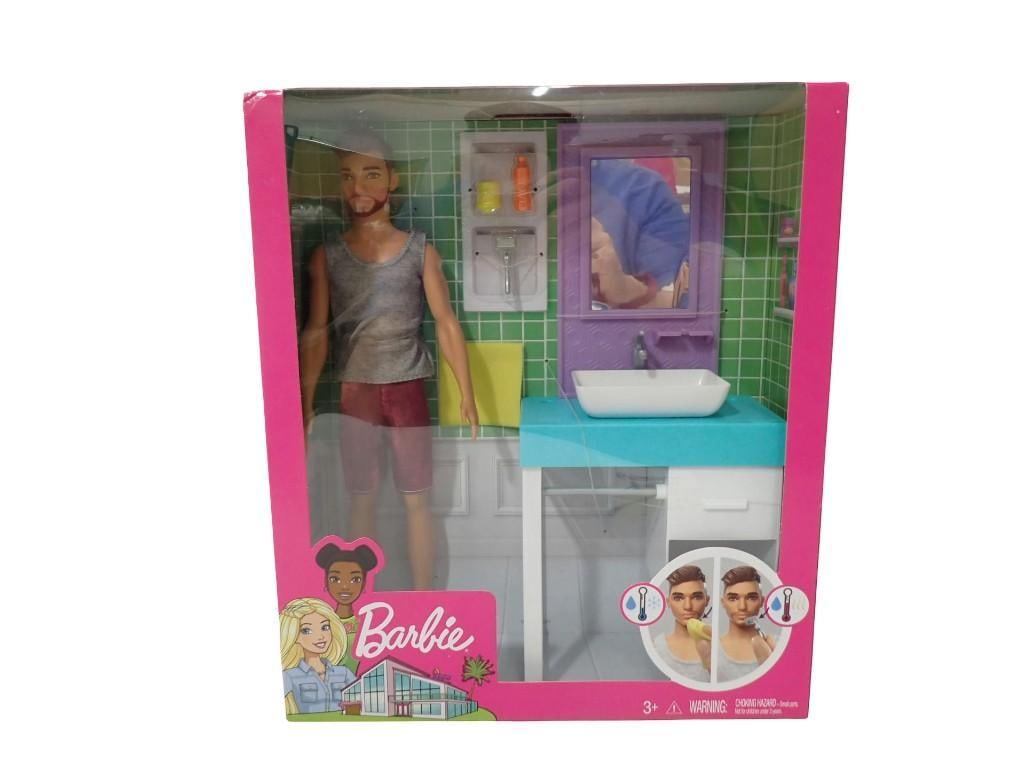 Mattel Barbie Shaving Ken Doll with Bathroom Vanity Playset - New in Package (1 of 7)