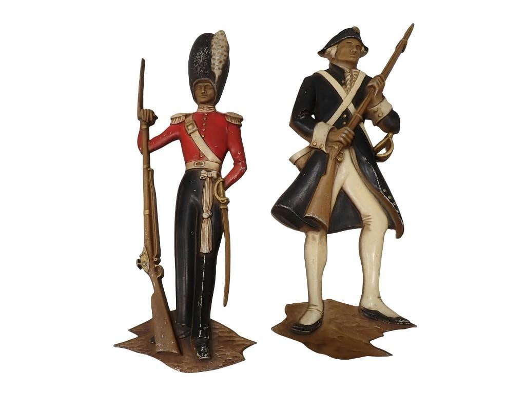 1960's Sexton Cast metal Art - Revolutionary War Redcoat & Minuteman - roughly 21x8": 1960's Sexton Cast metal Art - Revolutionary War Redcoat & Minuteman - roughly 21x8" All pictures are considered part of the description and should be examined carefully by bidders. Live A