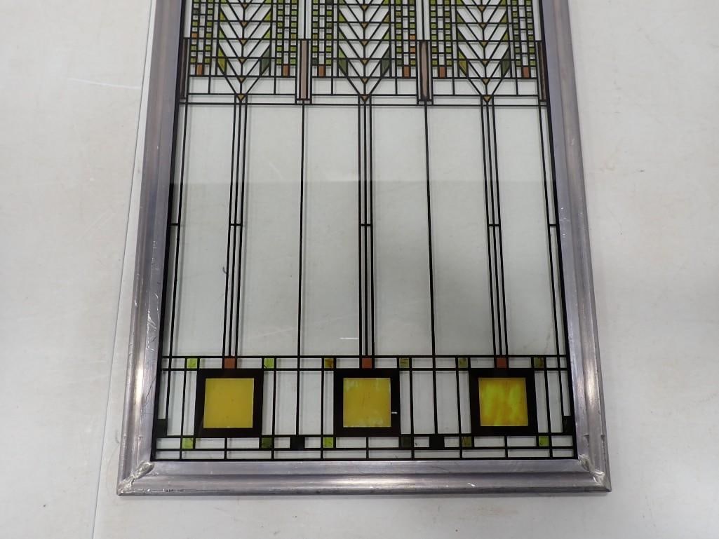 Vintage Frank Lloyd Wright Window / Sun Catcher Stained Glass "Tree of Life Design" Wall Hanging - 3