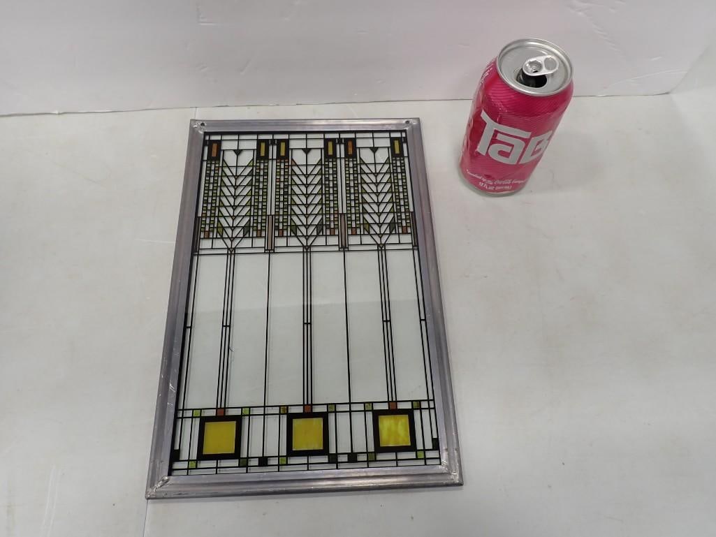 Vintage Frank Lloyd Wright Window / Sun Catcher Stained Glass "Tree of Life Design" Wall Hanging - 4