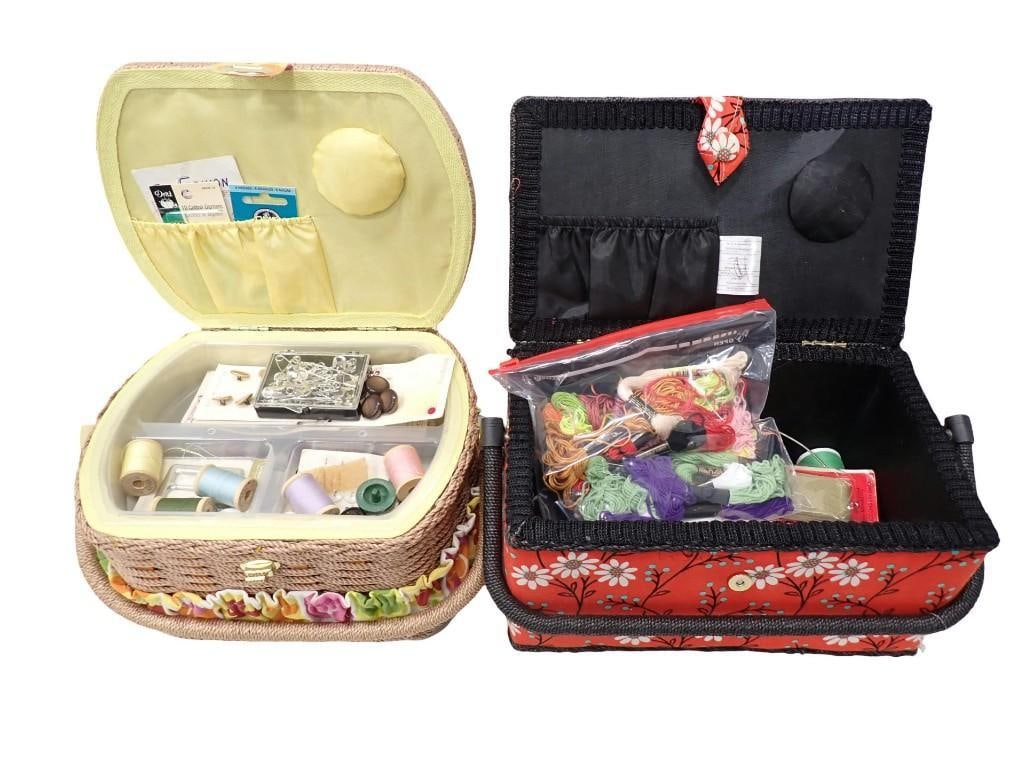 Vintage Sewing Baskets filled with vintage buttons, needles, snaps, sewing stuff, etc. (1 of 20)
