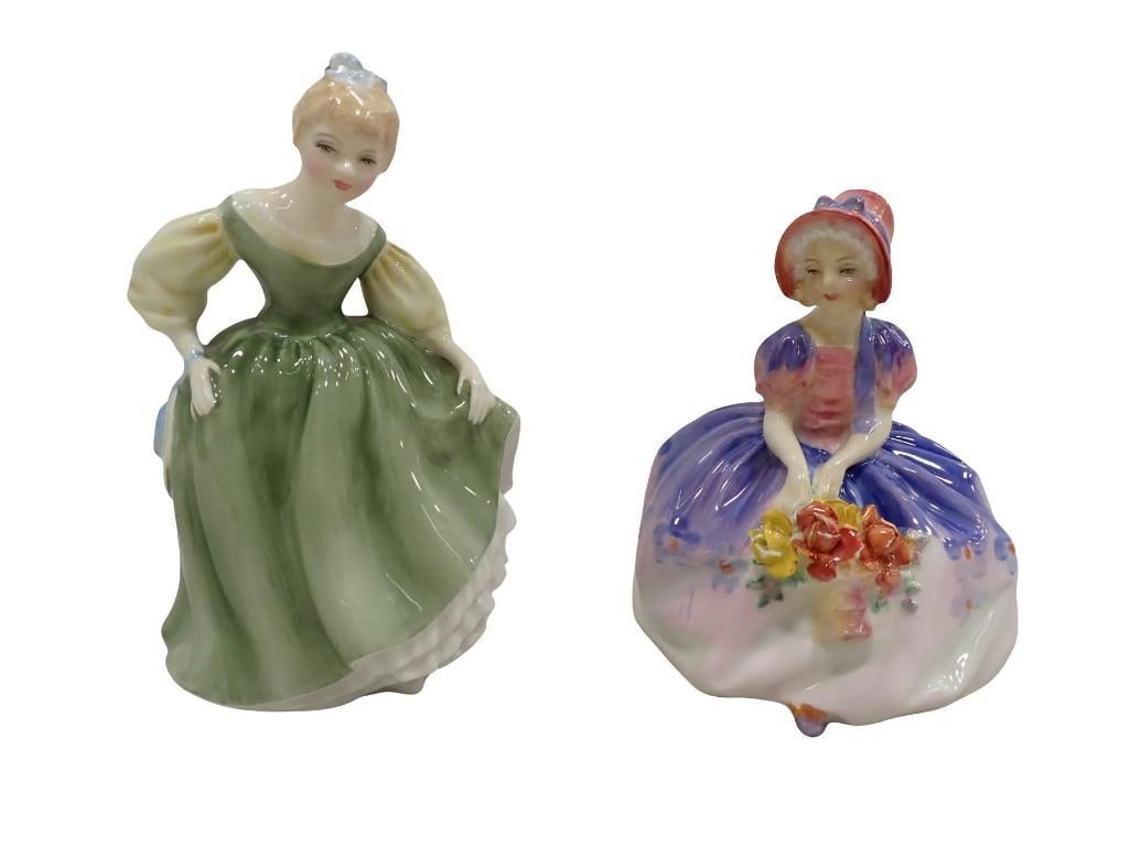 Royal Doulton Fair Maiden HN 2211 Porcelain Figurine and Monica Figurine: Royal Doulton Fair Maiden HN 2211 Porcelain Figurine and Monica Figurine All pictures are considered part of the description and should be examined carefully by bidders. Live Auctioneers is now offeri
