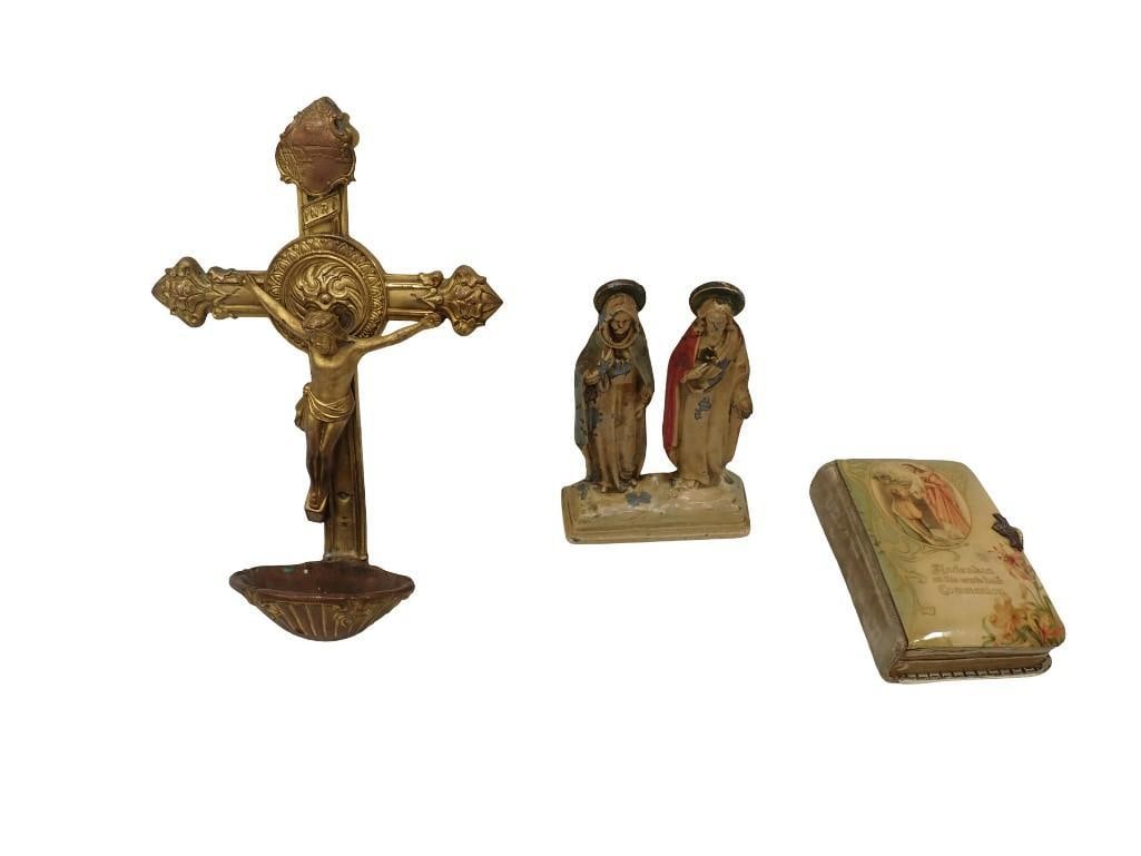 Vintage Religious / Catholic Lot including Crucifix, Prayer Book, Religious Figurine (1 of 9)
