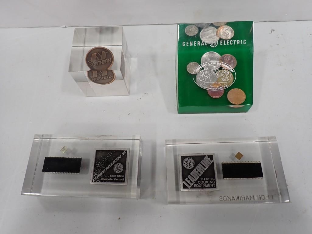 Vintage Acrylic Promotional Advertising Paperweights including General Electric, Northern (1 of 8)