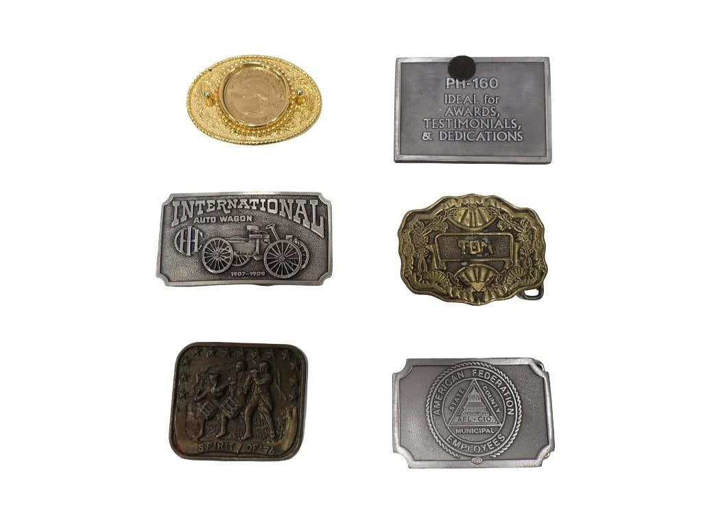 Belt Buckle Lot including AFL-CIO, International Auto Wagon, Sprit of '76, etc: Belt Buckle Lot including AFL-CIO, International Auto Wagon, Sprit of '76, etc All pictures are considered part of the description and should be examined carefully by bidders. Live Auctioneers is 
