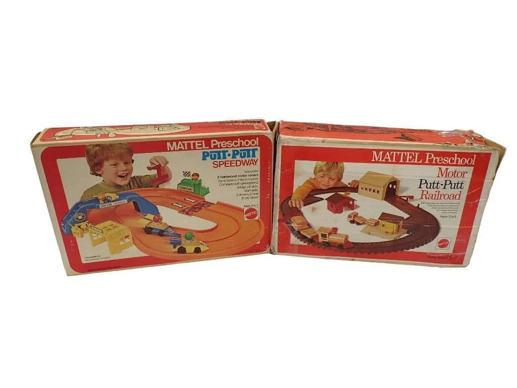 Vintage Mattel Preschool - Putt Putt Speedway and Motor Putt-Putt Railroad -: Vintage Mattel Preschool - Putt Putt Speedway and Motor Putt-Putt Railroad - Comes with everything as shown All pictures are considered part of the description and should be examined carefully by