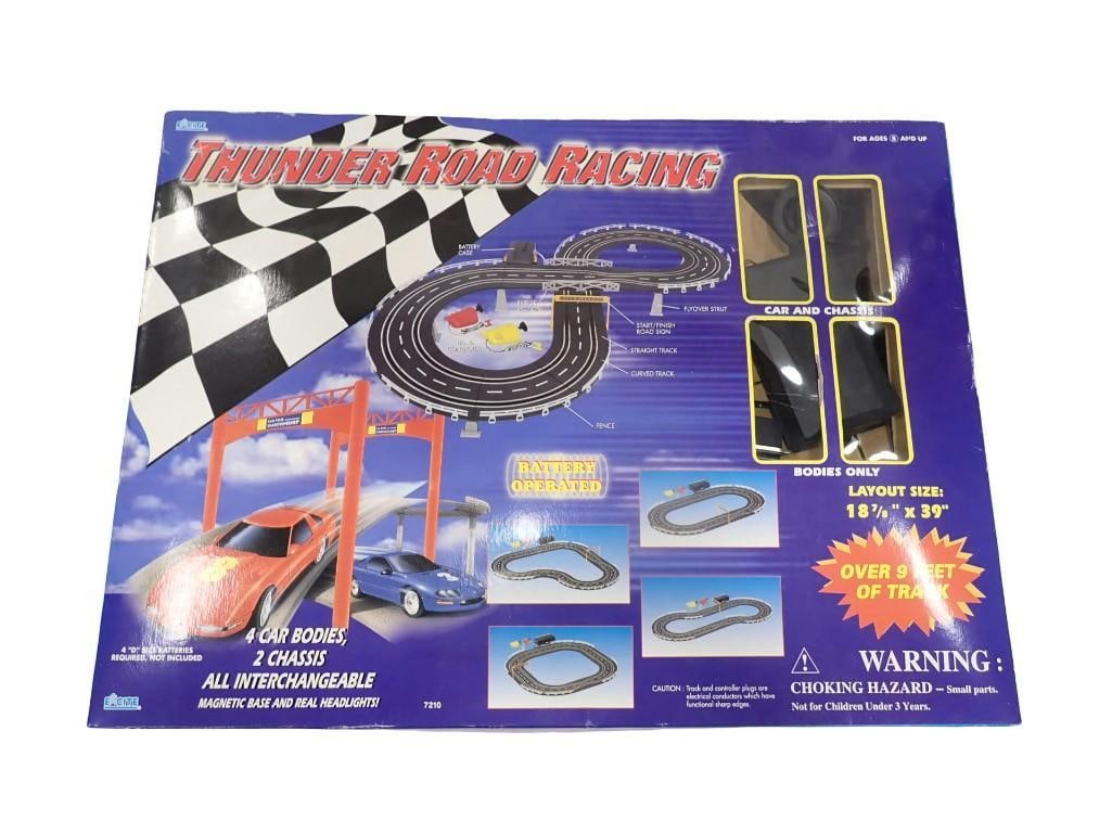 Excite Thunder Road Racing Slot Car Set - comes with everything as shown: Excite Thunder Road Racing Slot Car Set - comes with everything as shown All pictures are considered part of the description and should be examined carefully by bidders. Live Auctioneers is now
