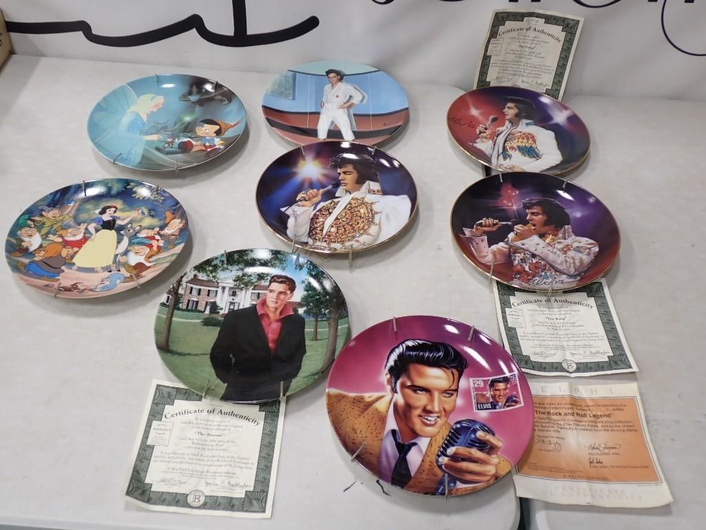 Walt Disney Snow White, Pinocchio Collector Plates and Elvis Presley Plates (1 of 10)