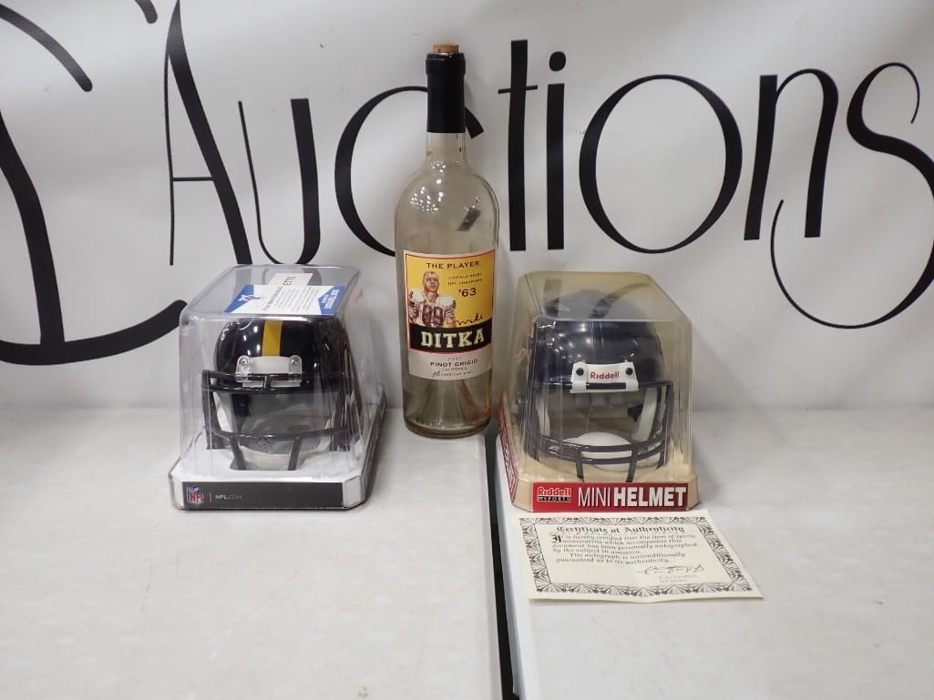 Mike Ditka Chicago Bears Autographed Mini Helmet, Jerome Bettis Autographed Mini Helmet and Ditka (1 of 8)