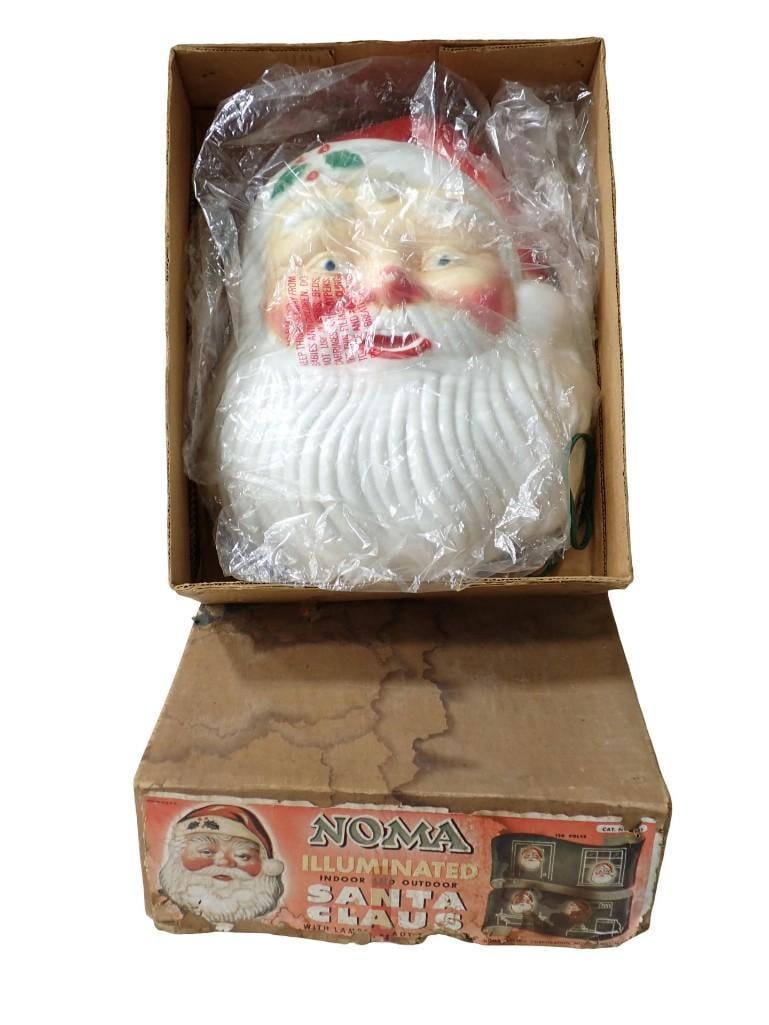 Vintage NOMA illuminated blow mold Santa Claus face wall decoration with Box - Circa 1950's or 60's (1 of 8)