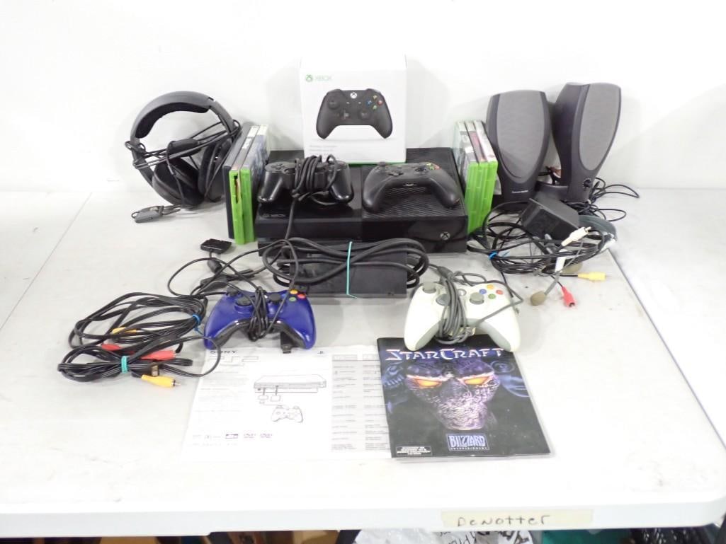 XBox Lot including System, Controllers, Headphones, Speakers, Star Craft, etc. (1 of 11)