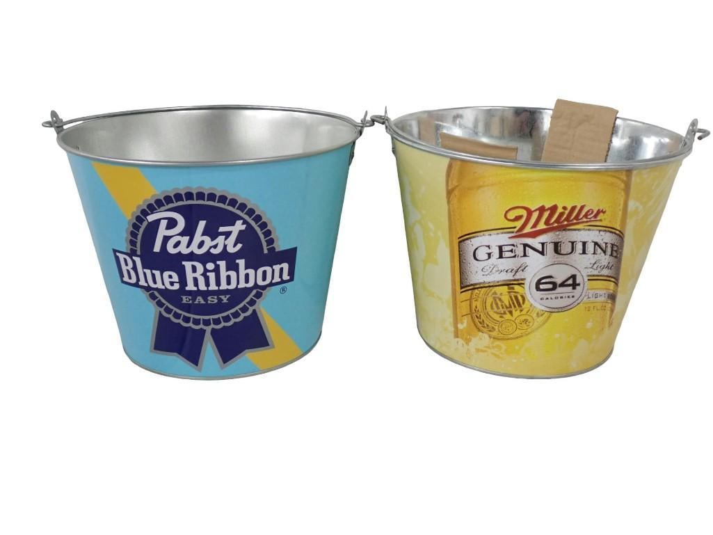 Metal Beer Bottle Buckets - Pabst Blue Ribbon PBR Easy and Miller Genuine Draft MGD Light 64 (1 of 6)