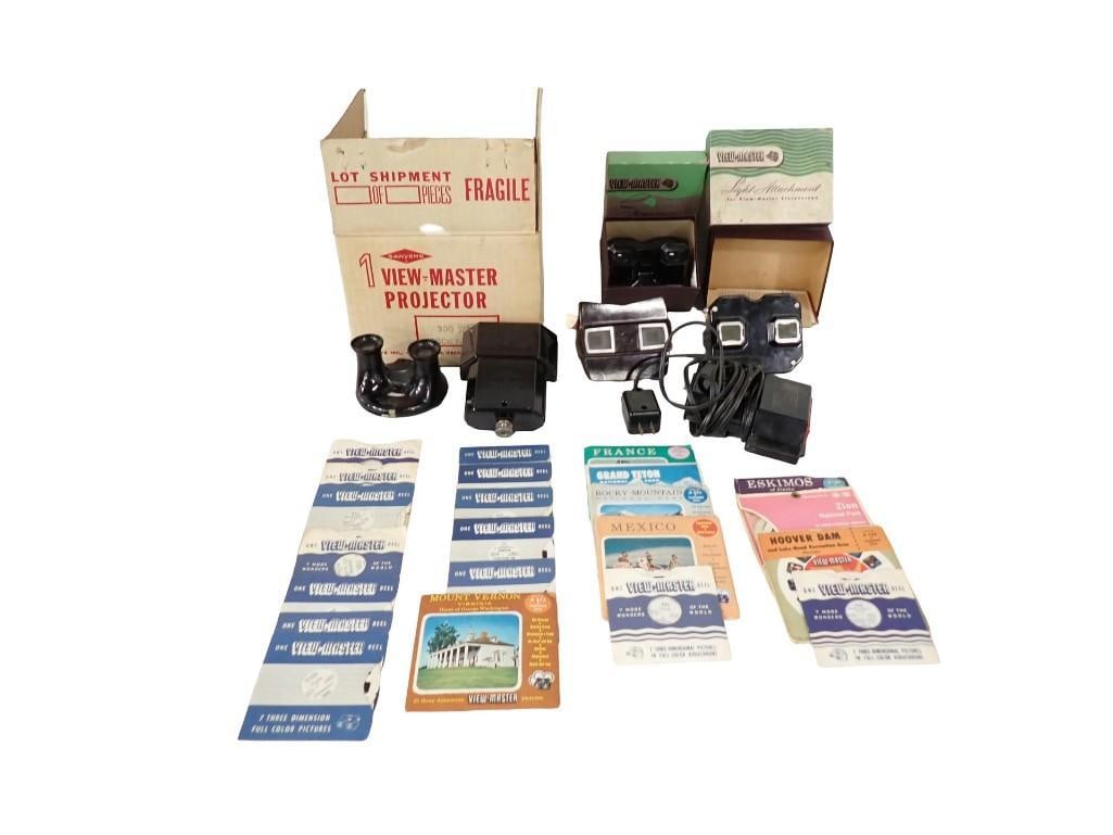 Vintage View-Master Lot including Projectors, Boxes, many View-Master Reels (1 of 8)
