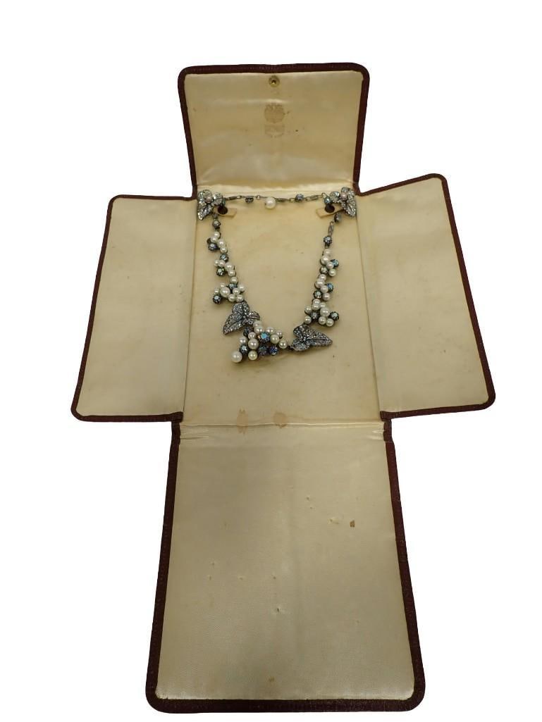 Schiaparelli Grape and Vinery Jewelry Suite Comprising a Silvertone Metal Necklace and pair of earcl (1 of 9)