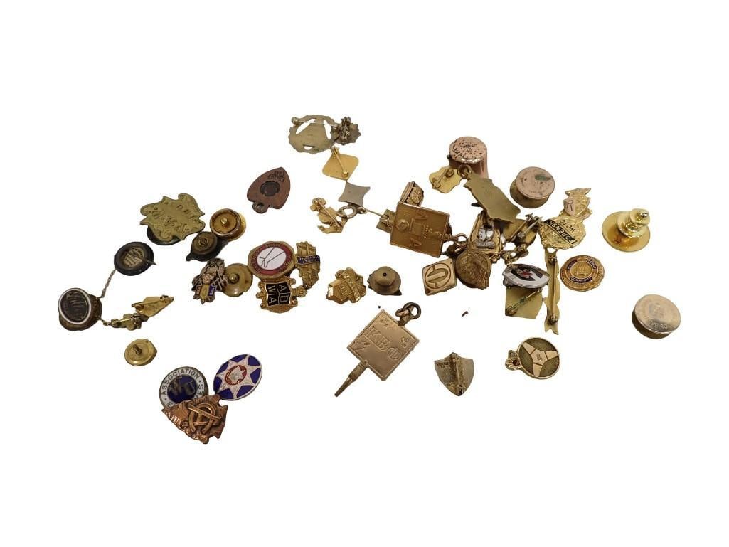 Group of Fraternal, Religious, Armed Services, Union and Other Enamel and Goldfilled Jewelry; Indian (1 of 12)