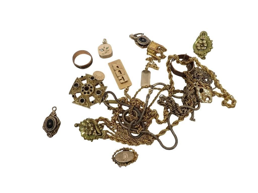 Group of Gold filled Jewelry. Including Necklaces, Pendants, Rings, Earrings. (1 of 10)