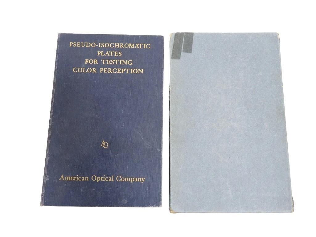 Pseudo-isochromatic Plates by American Optical Co. 1940, book of plates with manual: Pseudo-isochromatic plates by American Optical Co. 1940, book of plates with manual All pictures are considered part of the description and should be examined carefully by bidders. Live Auctioneers is