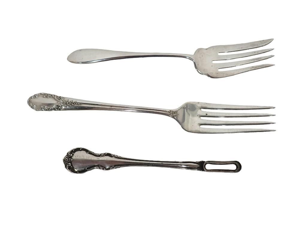 Sterling silver Utensils One Gorham Salad Fork in the Mothers-Old pattern, one Rogers salad fork in (1 of 6)