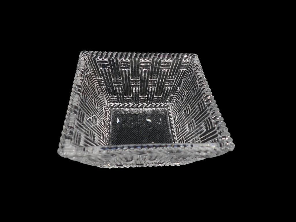 Tiffany & Company clear Crystal Square Dish, Woven Pattern H: 2 1/4" W: 4" D: 4" (1 of 7)