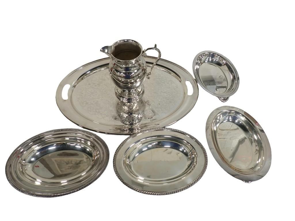 Group of Silverplate Serving Hollowware. Including one double handled oval butler tray, two covered (1 of 19)