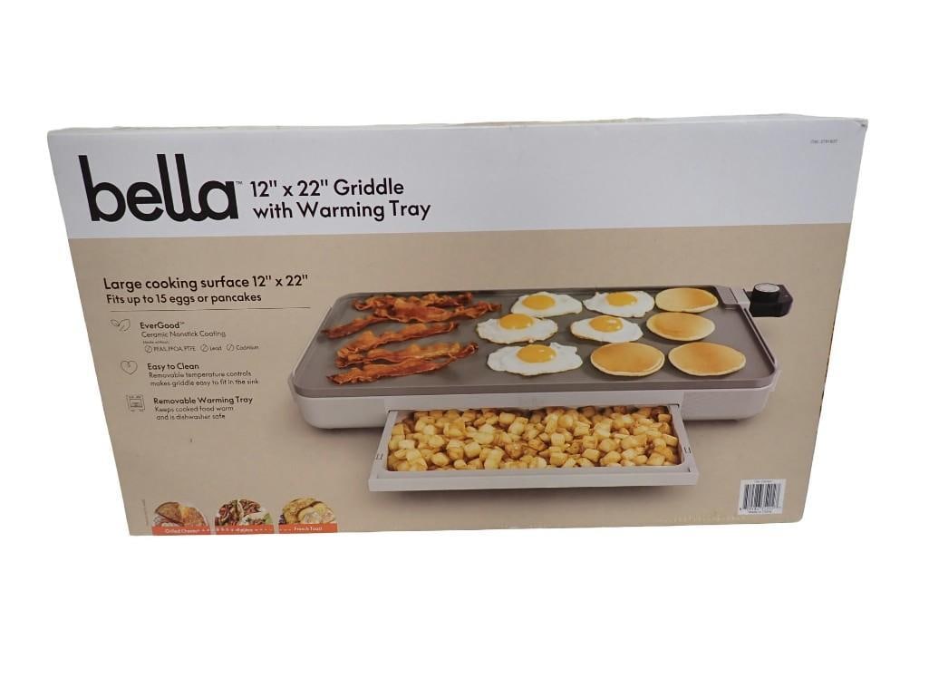 Bella 12" x 22" Electric Griddle with Warming Tray, 1500 Watt - New in Box (1 of 7)