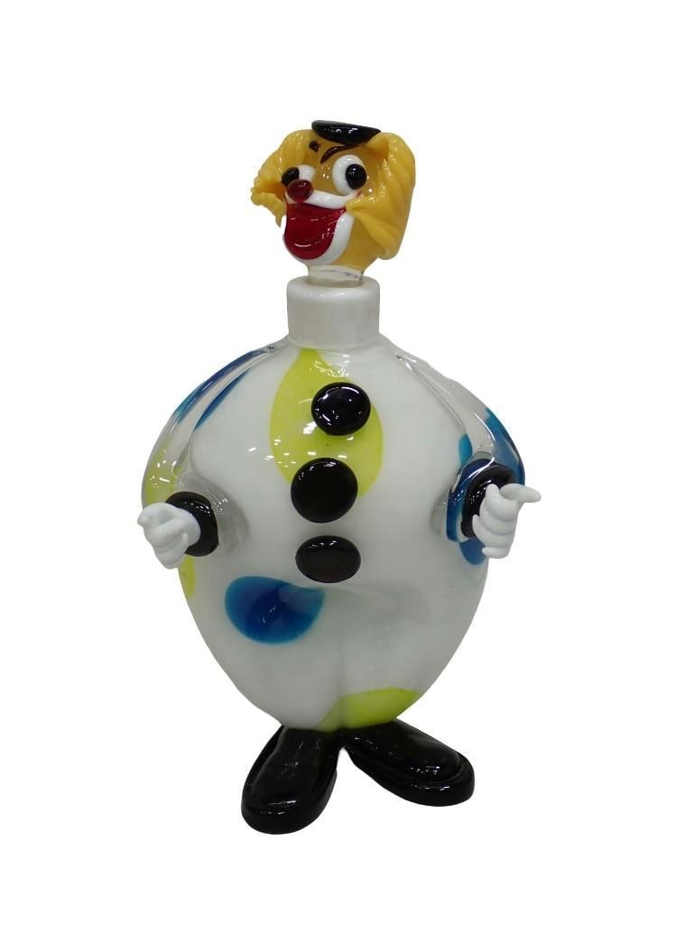 Art Glass Clown Decanter - Probably Murano, but the sticker fell off: Art Glass Clown Decanter - Probably Murano, but the sticker fell off All pictures are considered part of the description and should be examined carefully by bidders. Live Auctioneers is now offering