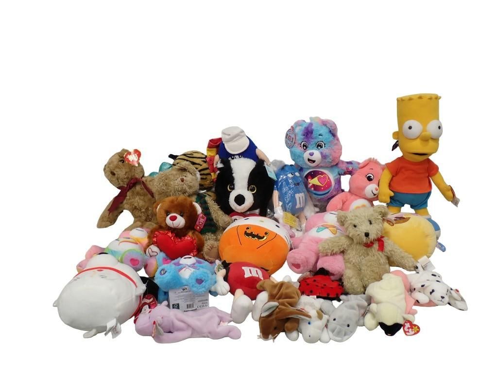 Plush lot including Care Bears, Ty Beanie Babies, Simpsons, M&Ms, etc (1 of 10)