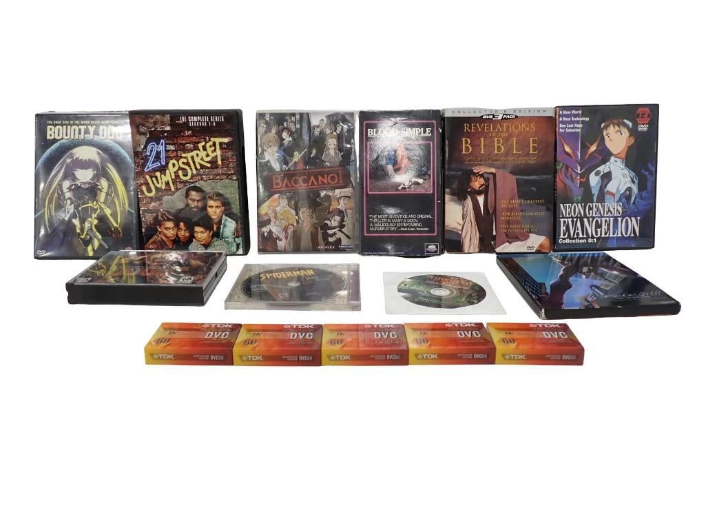 Media Lot including 21 Jump Street complete Series, Blood Simple, Neon Genesis Evangelion, DVC (1 of 9)
