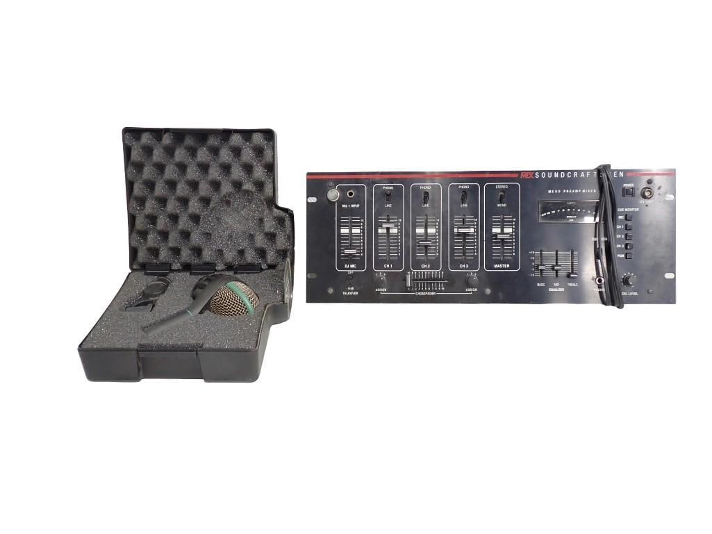 MTX Soundcrafts MX50 Preamp Mixer and AKG D112 MKII dynamic microphone: MTX Soundcrafts MX50 Preamp Mixer and AKG D112 MKII dynamic microphone All pictures are considered part of the description and should be examined carefully by bidders. Live Auctioneers is now offering