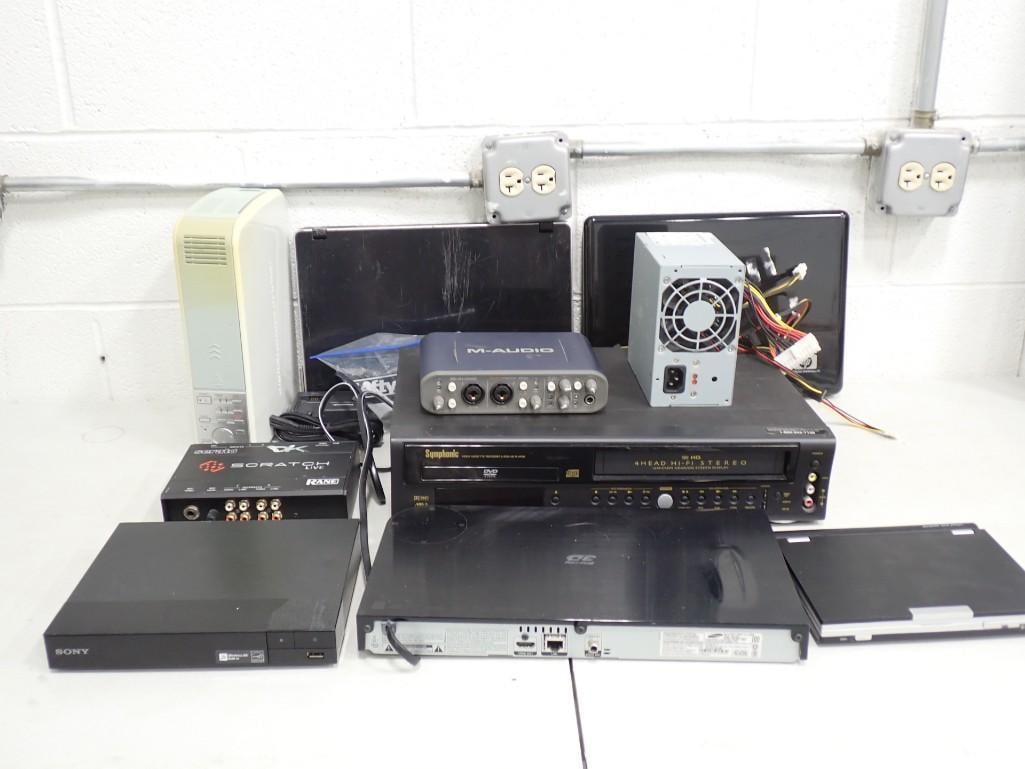 Electronics Lot including DVD/VCR Combo, Digital DJ, Sony Blu Ray Player, M-Audio USB Interface, (1 of 20)