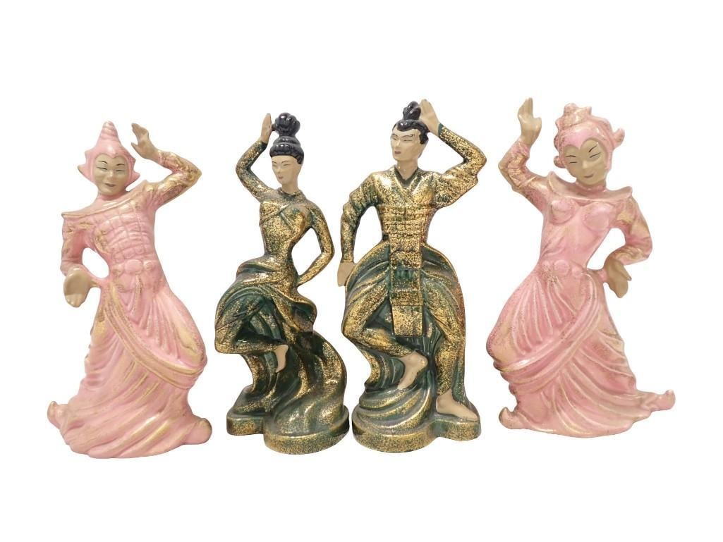 Set of 4 Gilner Pottery of California Figurines - one of them is repaired: Set of 4 Gilner Pottery of California Figurines - one of them is repaired All pictures are considered part of the description and should be examined carefully by bidders. Live Auctioneers is now offer