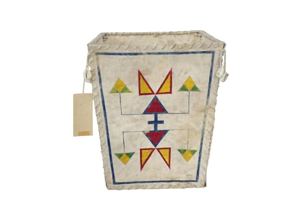 Vintage Circa 1960's Sioux Tribe Hide Waste Basket - Josephine Johnson artist (1 of 7)