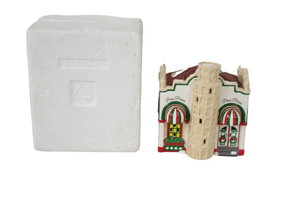 Department 56 Snow Village Pisa Pizza with original styrofoam: Department 56 Snow Village Pisa Pizza with original styrofoam All pictures are considered part of the description and should be examined carefully by bidders. Live Auctioneers is now offering Live Shi