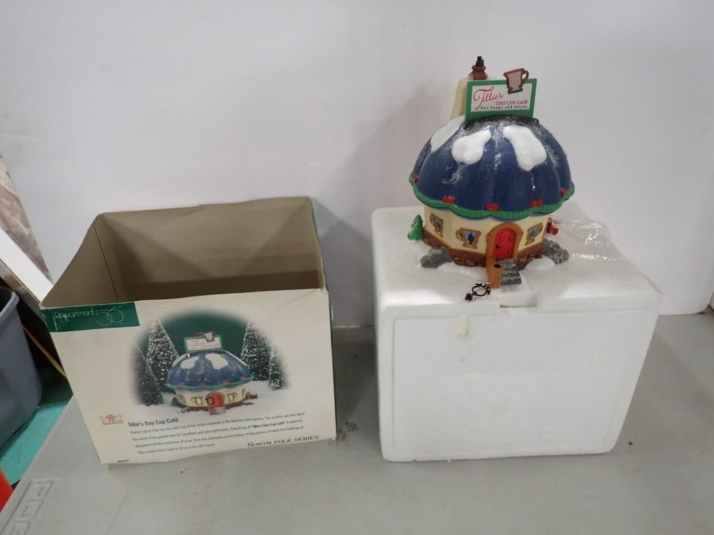 Department 56 Elf Land Tillie's Tiny Cup Cafe North Pole Series with Box: Department 56 Elf Land Tillie's Tiny Cup Cafe North Pole Series with Box All pictures are considered part of the description and should be examined carefully by bidders. Live Auctioneers is now of